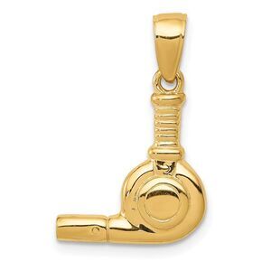 14k Yellow Gold 3D Polished Blow Dryer Pendant